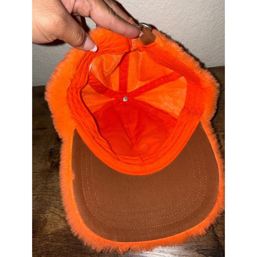 Disney Pixar Turning Red Panda Meilin Lee Faux Fur Baseball Hat Orange Plush Cap